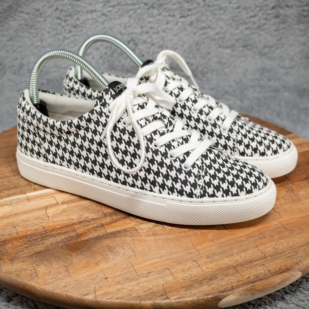 Designer J Crew Hounds Tooth‎ Design Lace Up Sneakers Size 7.5